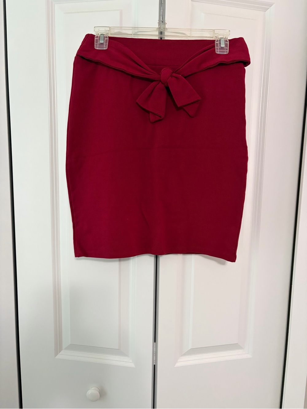 Tie-Waist Pencil Skirt - Burgundy